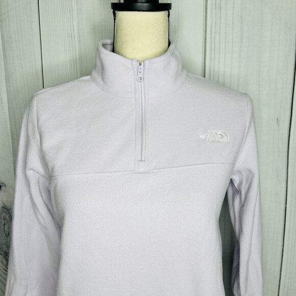 North Face Sweatshirt Womens Sz S Light Purple Fleece 1/4 Zip Pullover Outdoor - Picture 2 of 9